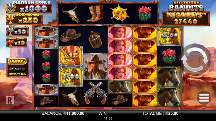 Screensaver of Big Bucks Bandits Megaways slot machine
